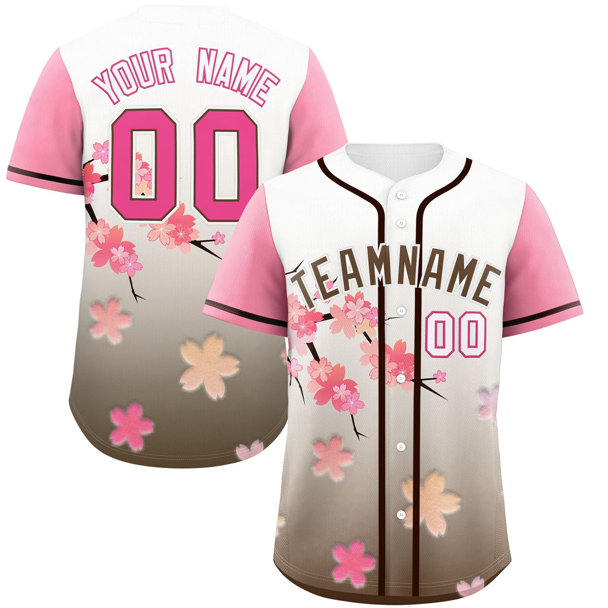 Custom Pink Seal Brown Gradient Fashion Elastic Baseball Jersey| KXKSHOP