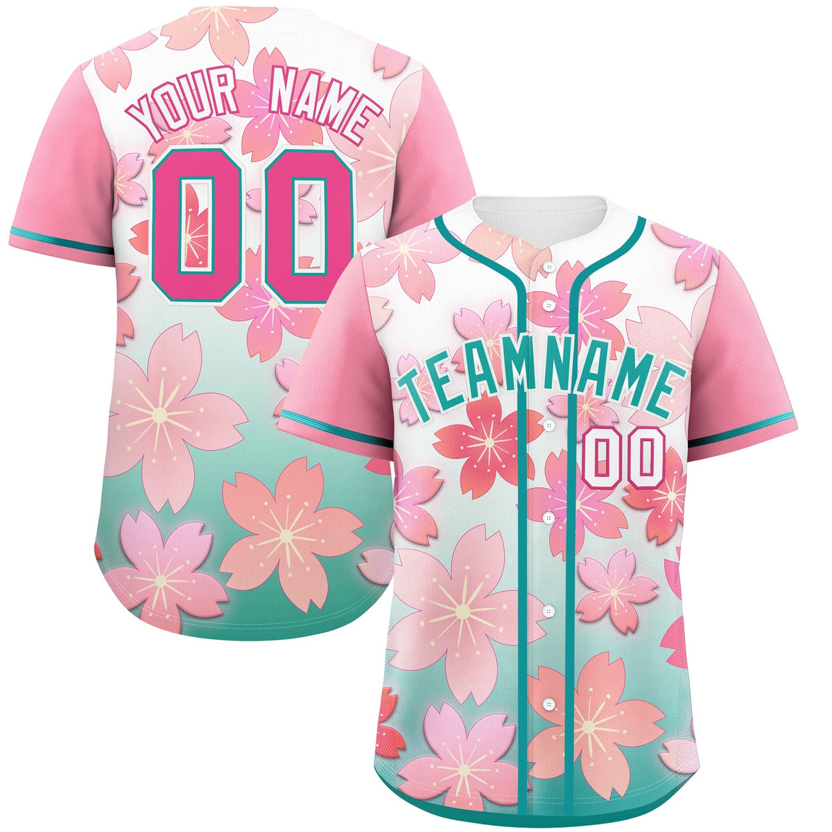 Custom Aqua Pink Gradient Fashion Elastic Baseball Jersey| KXKSHOP