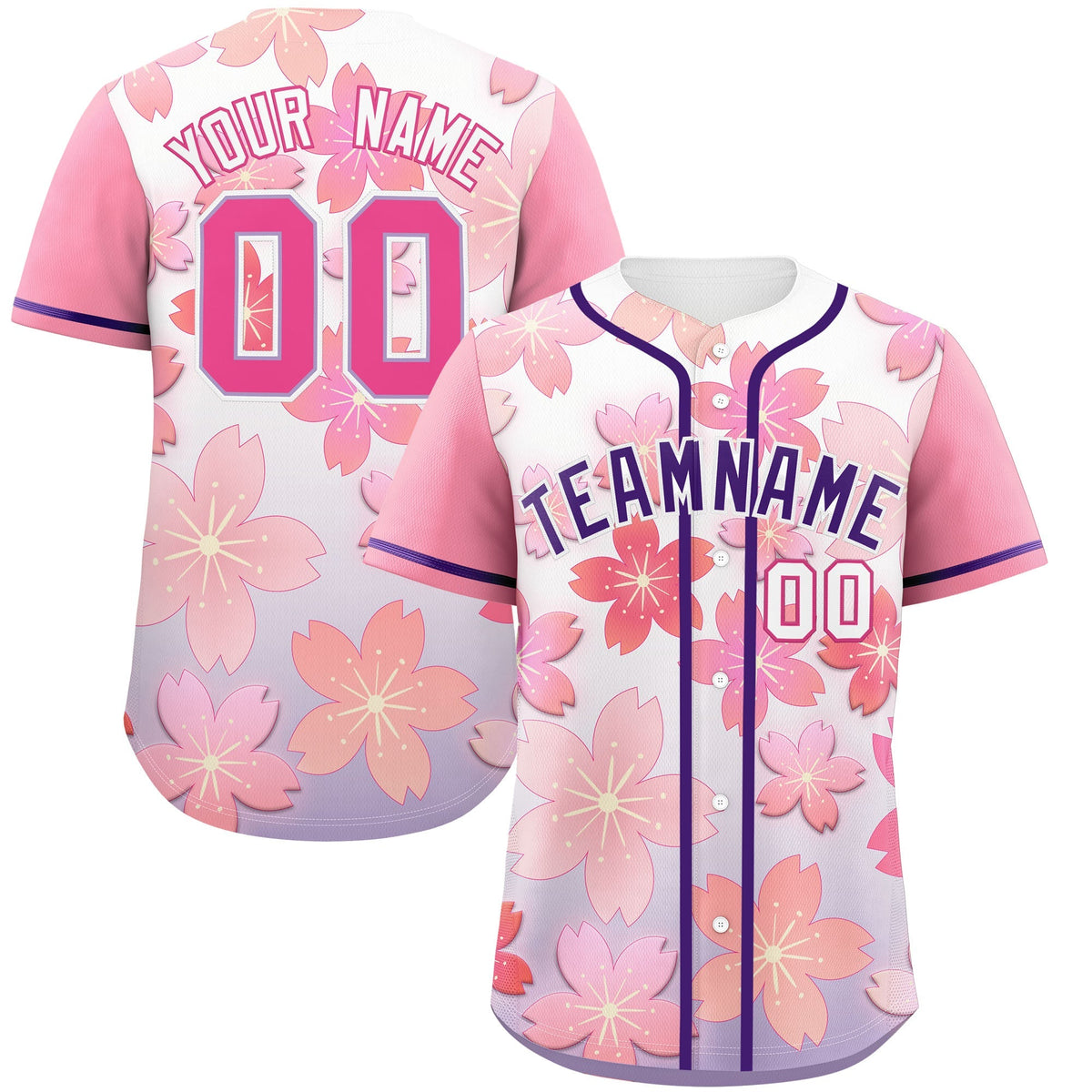 Custom Light Purple Pink Gradient Fashion Elastic Baseball Jersey| KXKSHOP