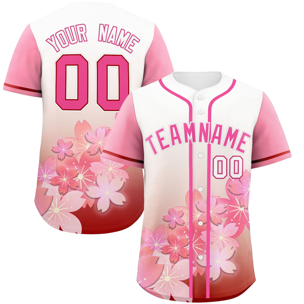 Custom pink Red Gradient Fashion Elastic Baseball Jersey| KXKSHOP