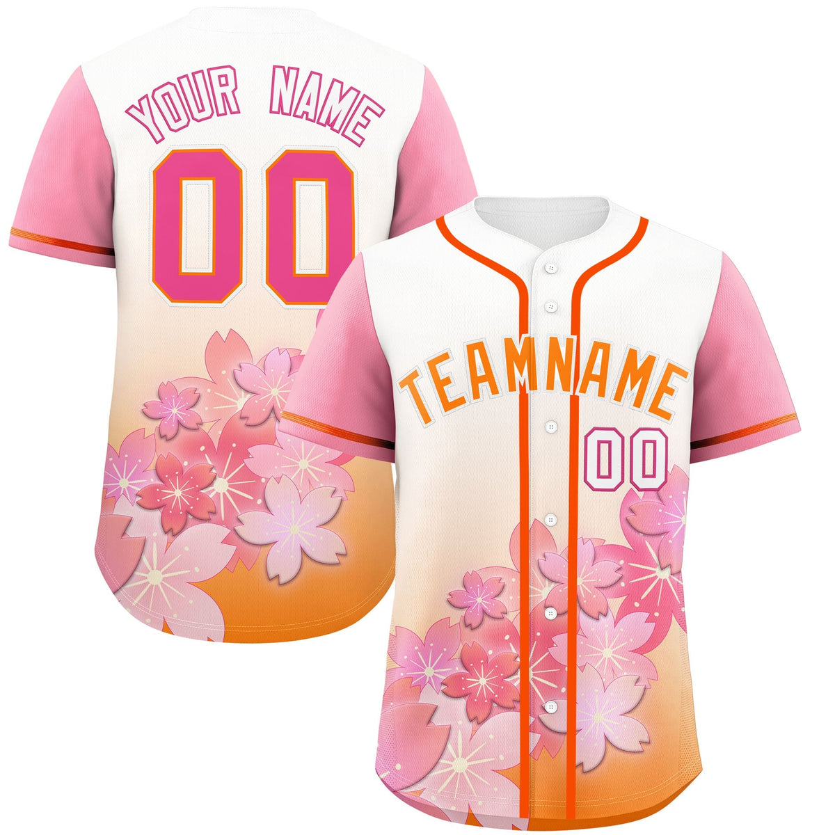 Custom Gold Orange Pink Gradient Fashion Elastic Baseball Jersey| KXKSHOP