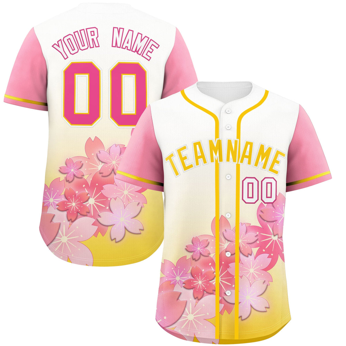 Custom Gold Pink Gradient Fashion Elastic Baseball Jersey| KXKSHOP
