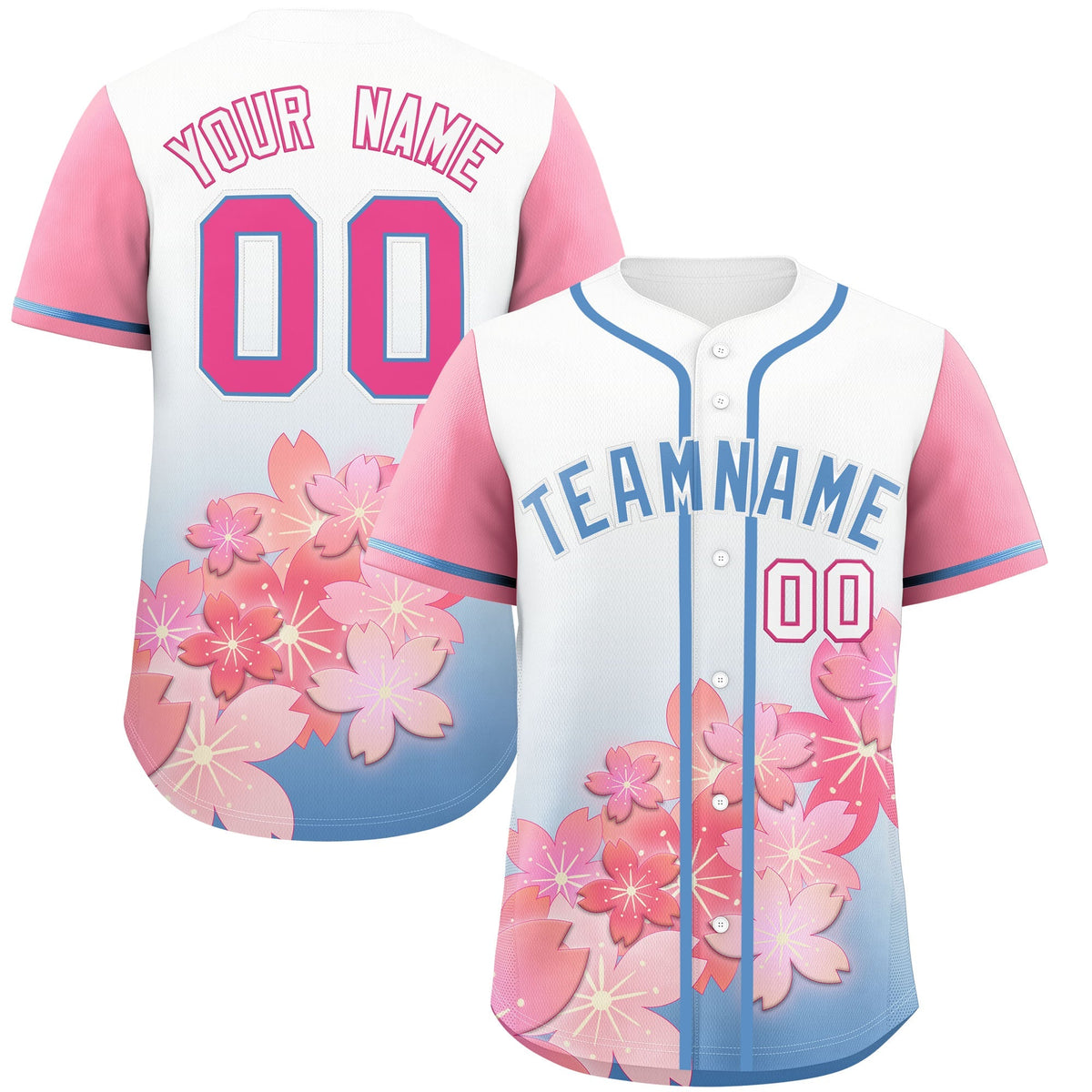 Custom Light Blue Pink Gradient Fashion Elastic Baseball Jersey| KXKSHOP