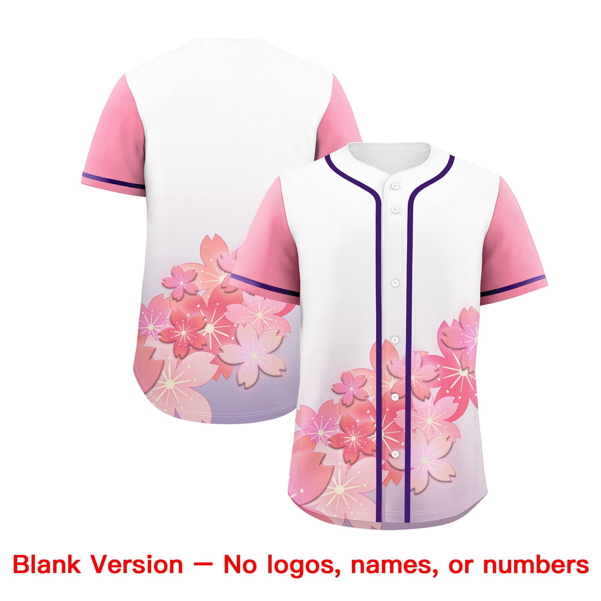 Custom Light Purple Pink Gradient Fashion Elastic Baseball Jersey| KXKSHOP