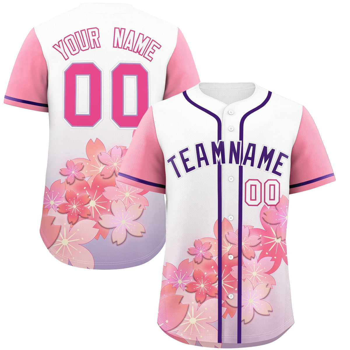 Custom Light Purple Pink Gradient Fashion Elastic Baseball Jersey| KXKSHOP