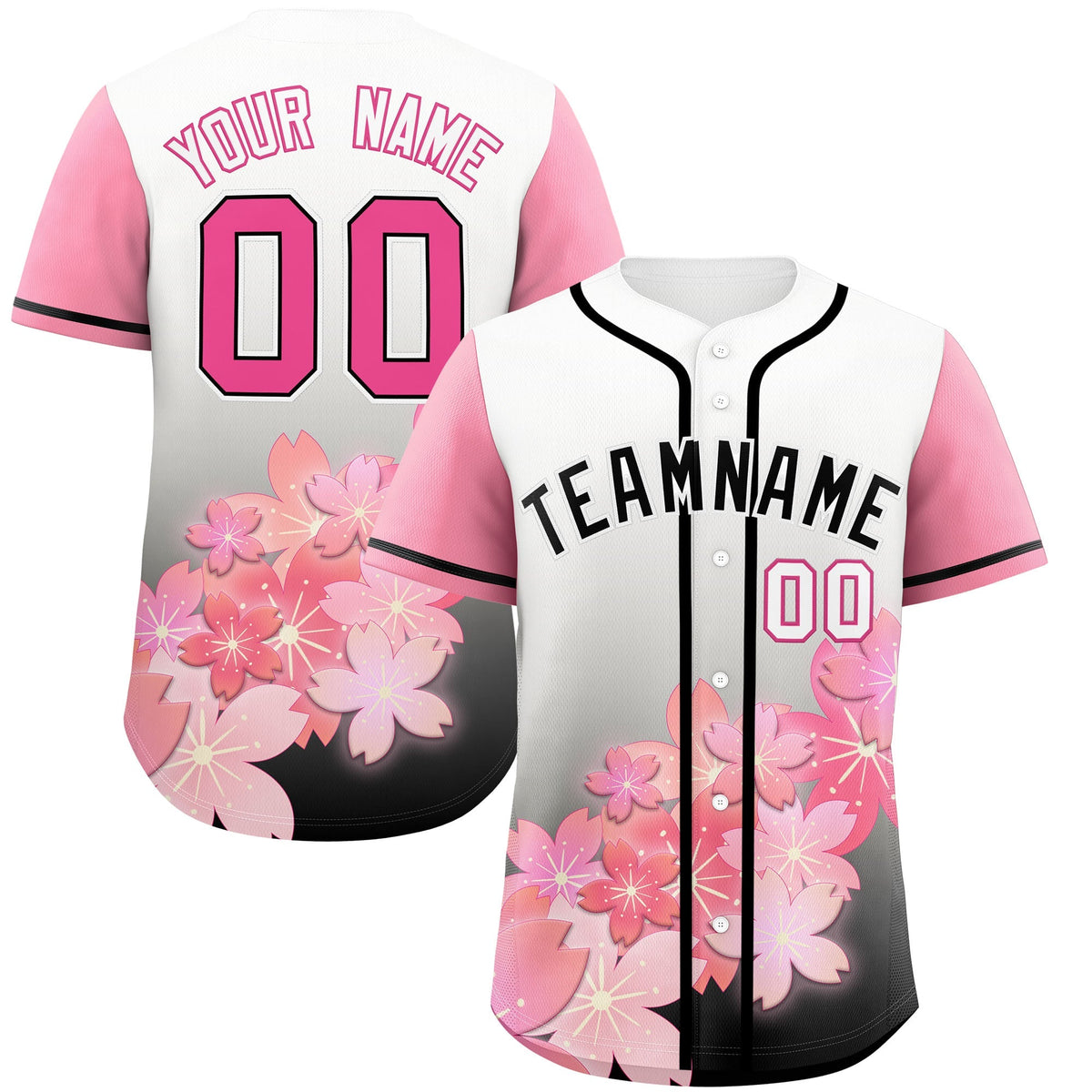 Custom Black Pink Gradient Fashion Elastic Baseball Jersey| KXKSHOP