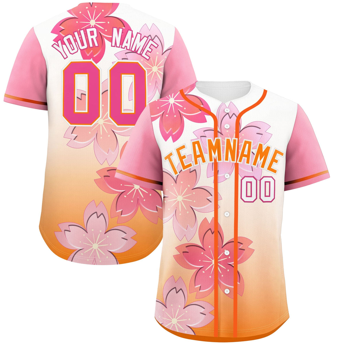 Custom Gold Orange Pink Gradient Fashion Elastic Baseball Jersey| KXKSHOP