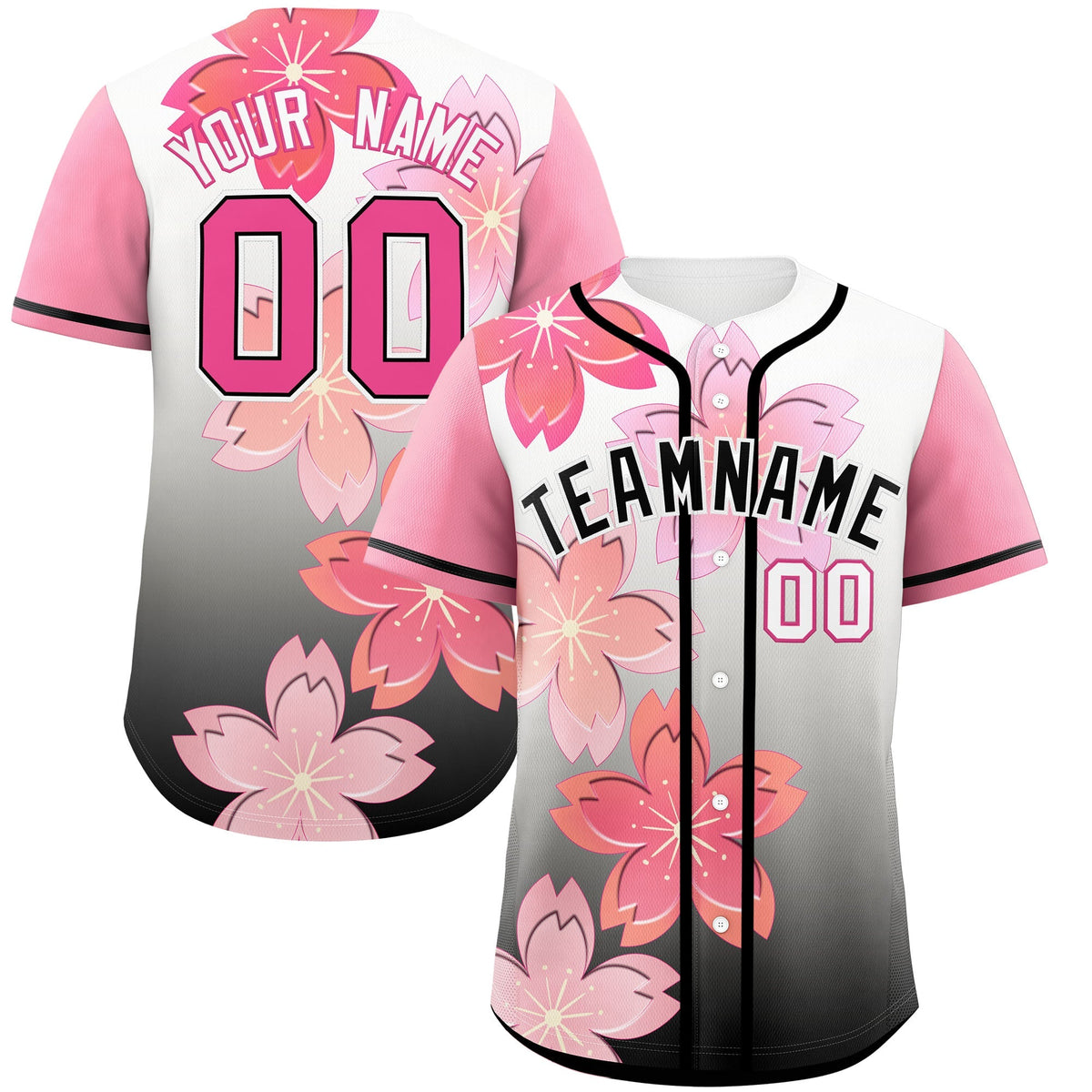 Custom Black Pink Gradient Fashion Elastic Baseball Jersey| KXKSHOP