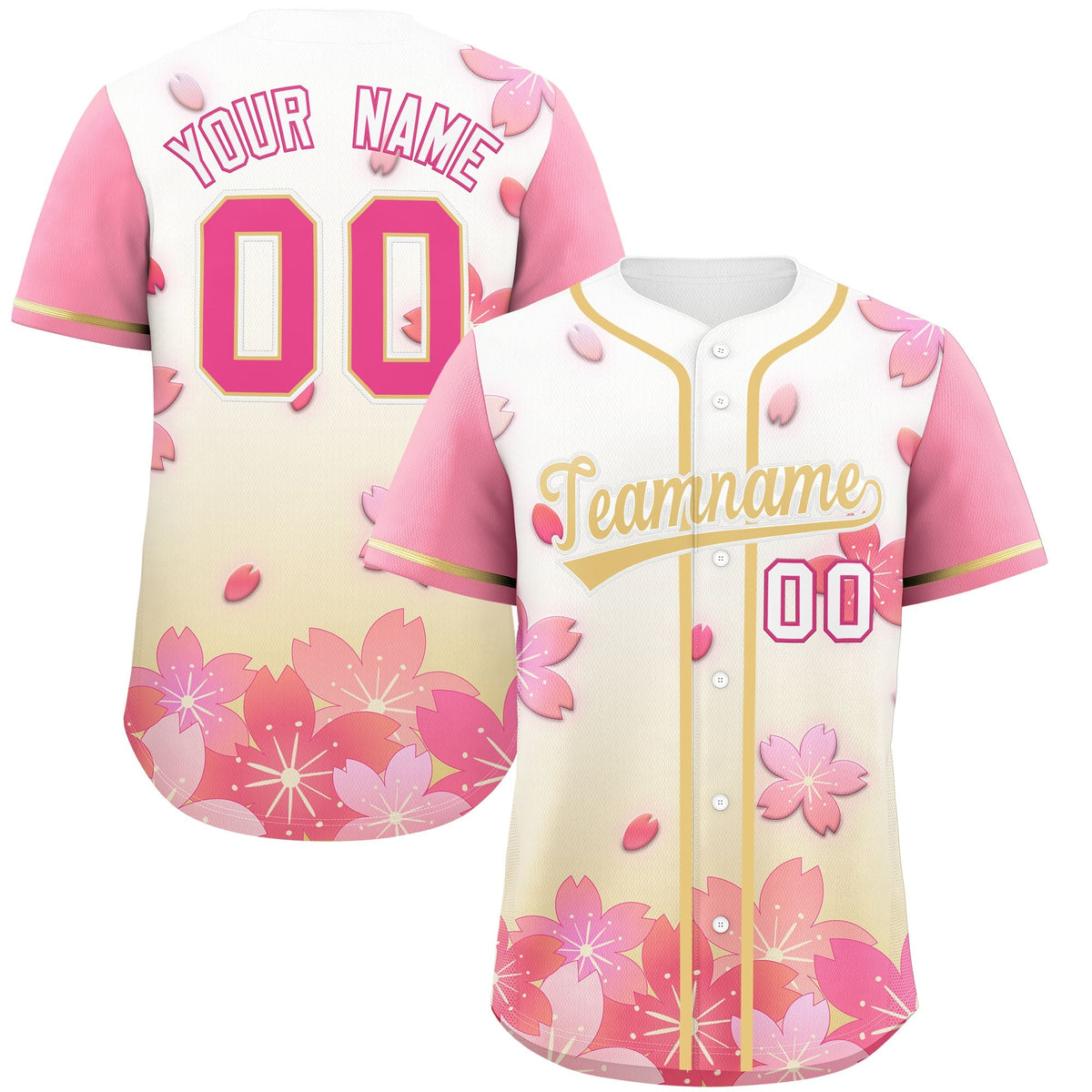 Custom Cream Pink Gradient Fashion Elastic Baseball Jersey| KXKSHOP