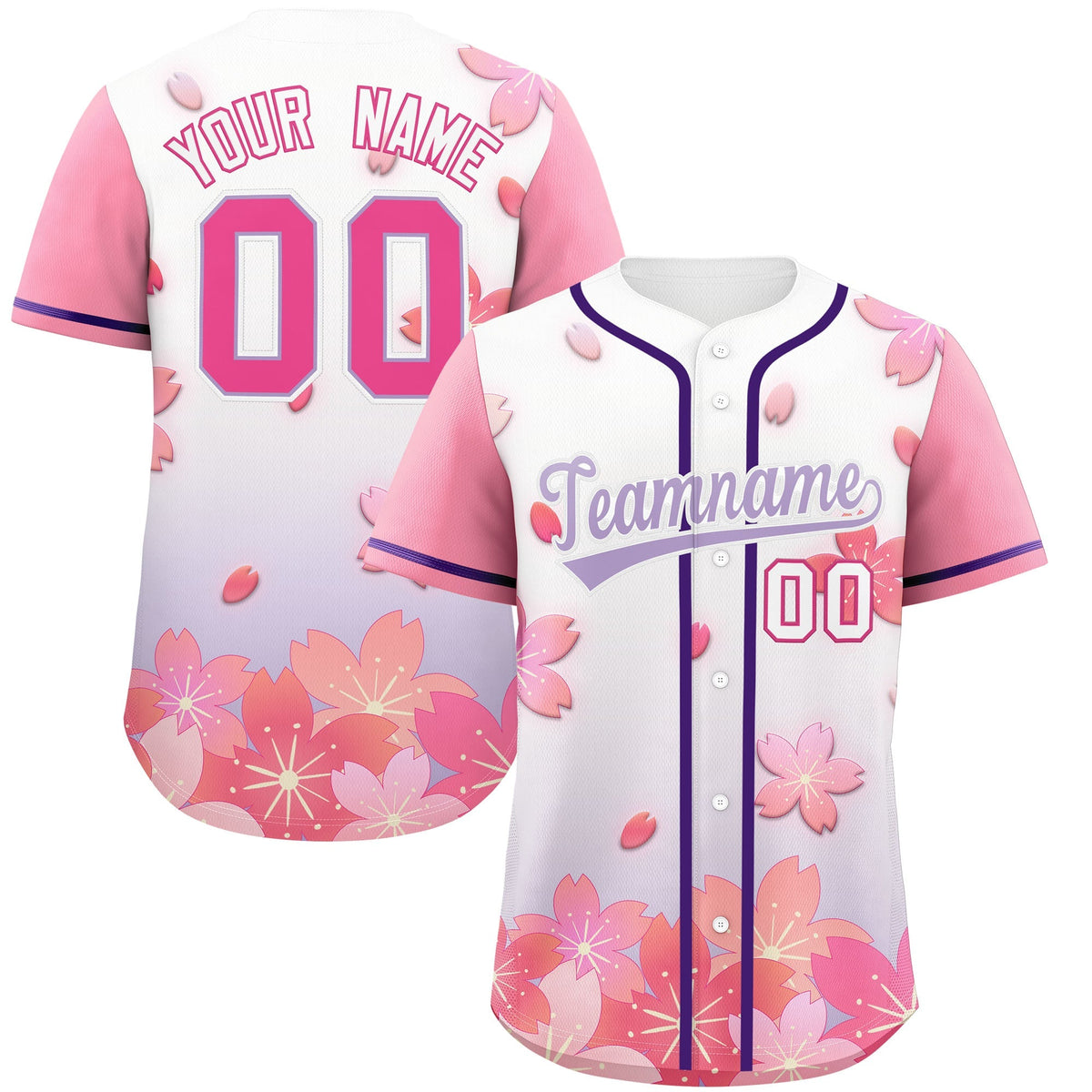 Custom Purple Pink Gradient Fashion Elastic Baseball Jersey| KXKSHOP