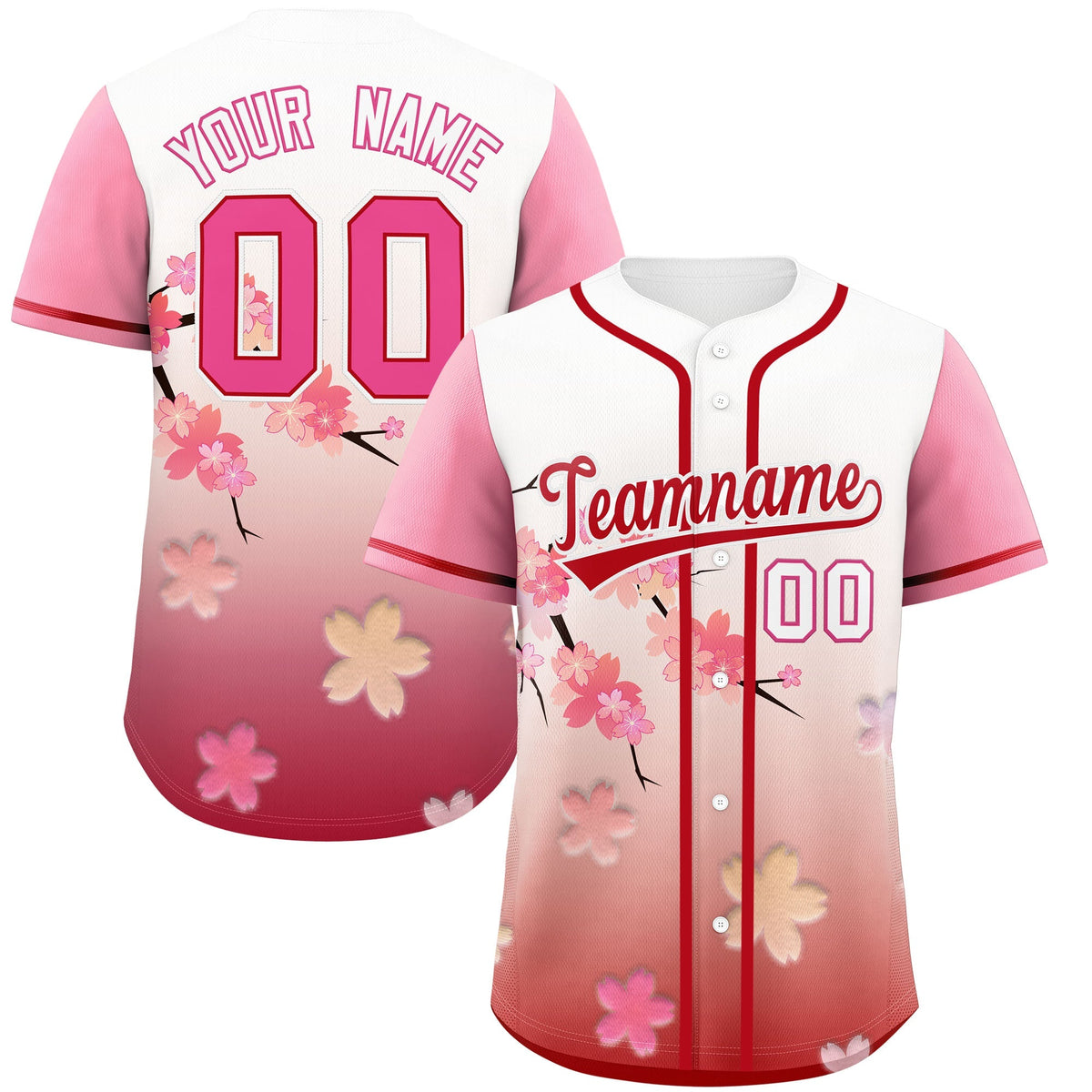 Custom Pink Red Gradient Fashion Elastic Baseball Jersey| KXKSHOP