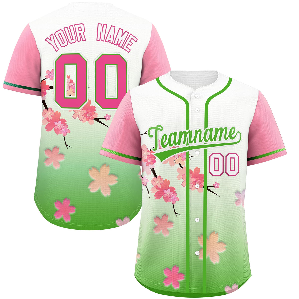 Custom Light Green Pink Gradient Fashion Elastic Baseball Jersey| KXKSHOP