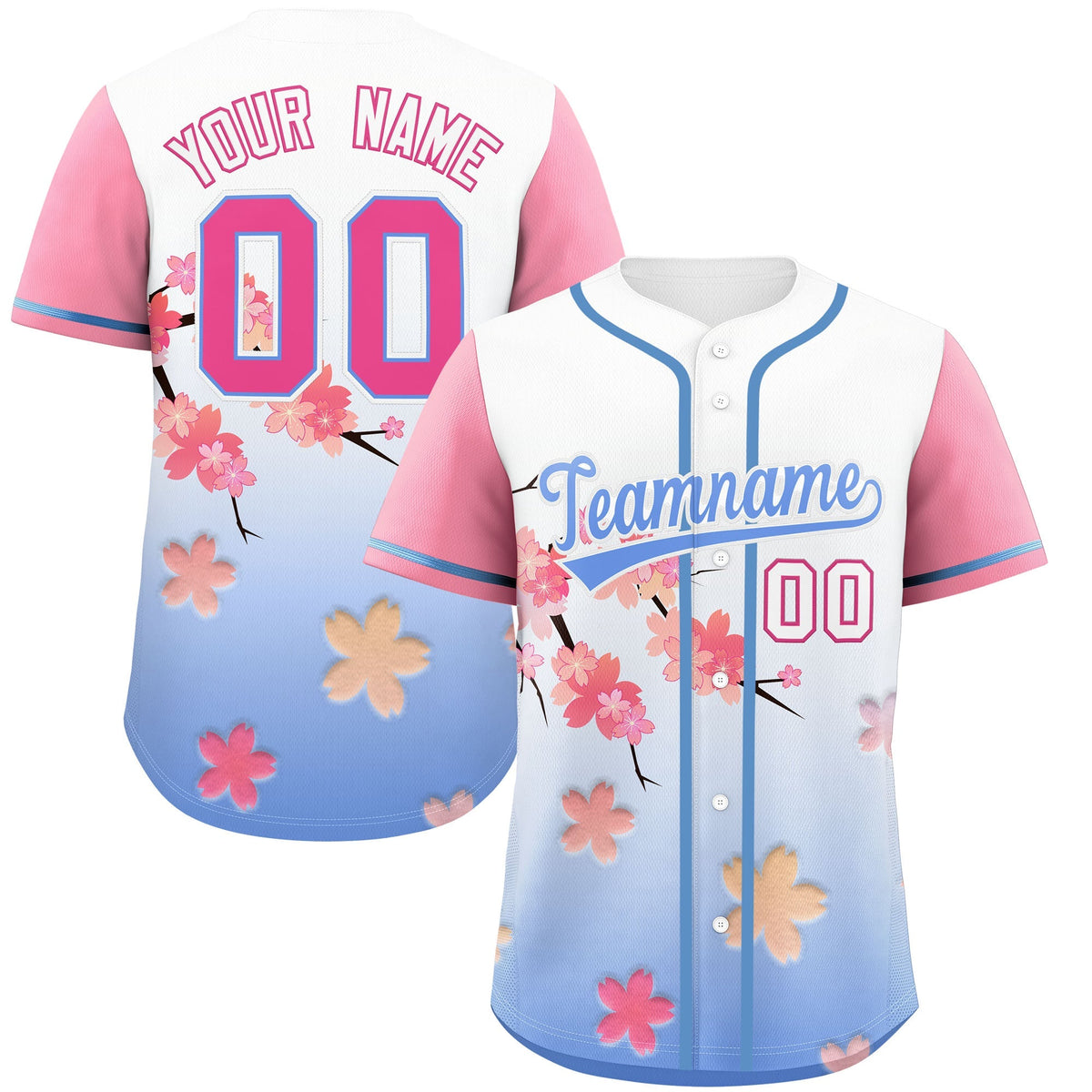 Custom Light Blue Pink Gradient Fashion Elastic Baseball Jersey| KXKSHOP
