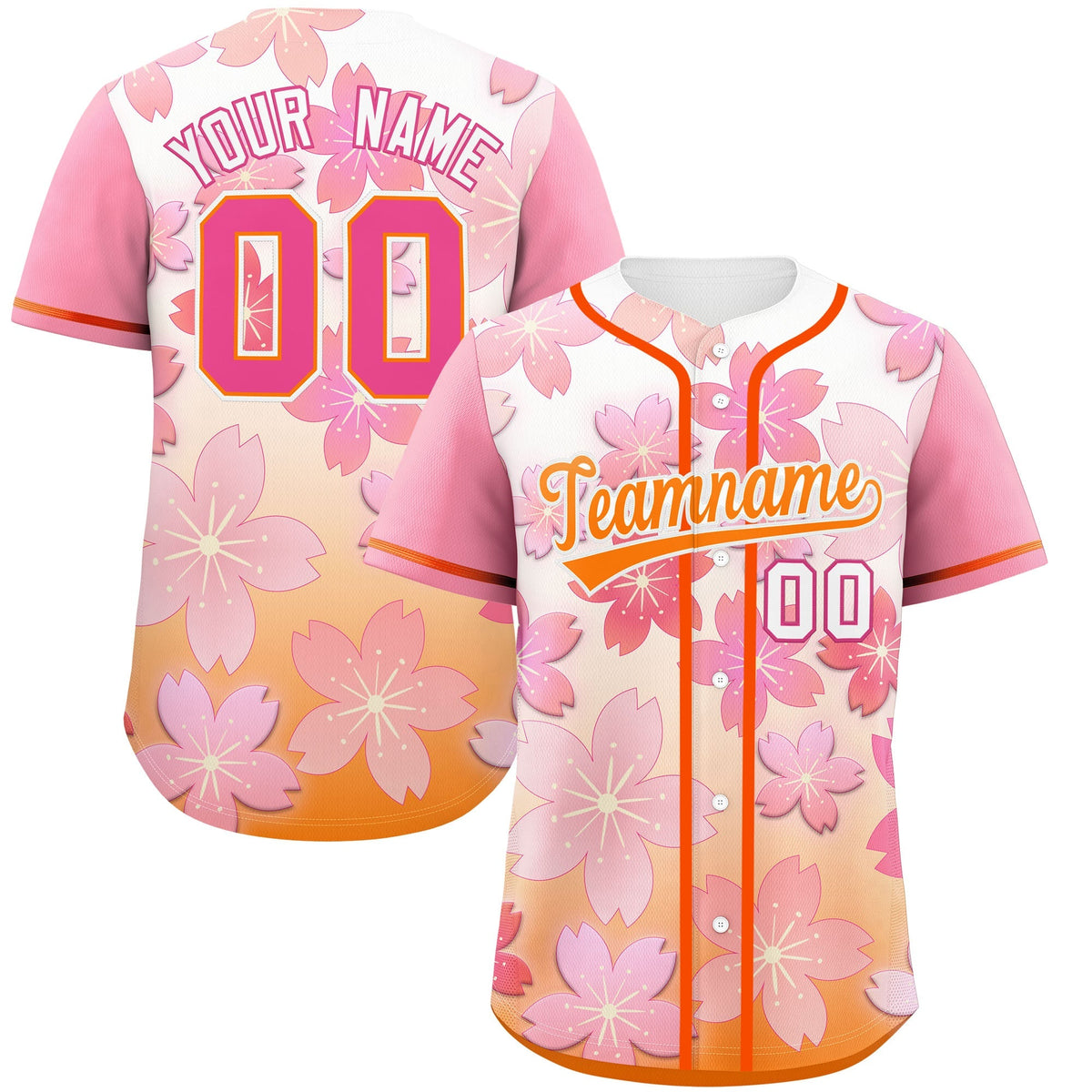 Custom Gold Orange Pink Gradient Fashion Elastic Baseball Jersey| KXKSHOP