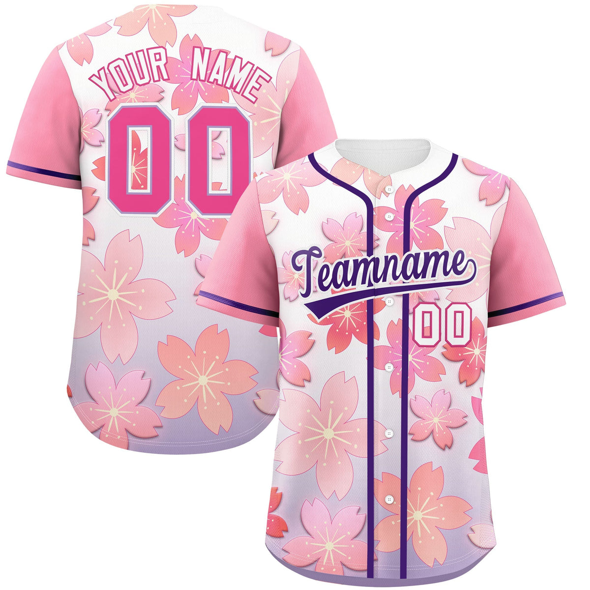 Custom Light Purple Pink Gradient Fashion Elastic Baseball Jersey| KXKSHOP