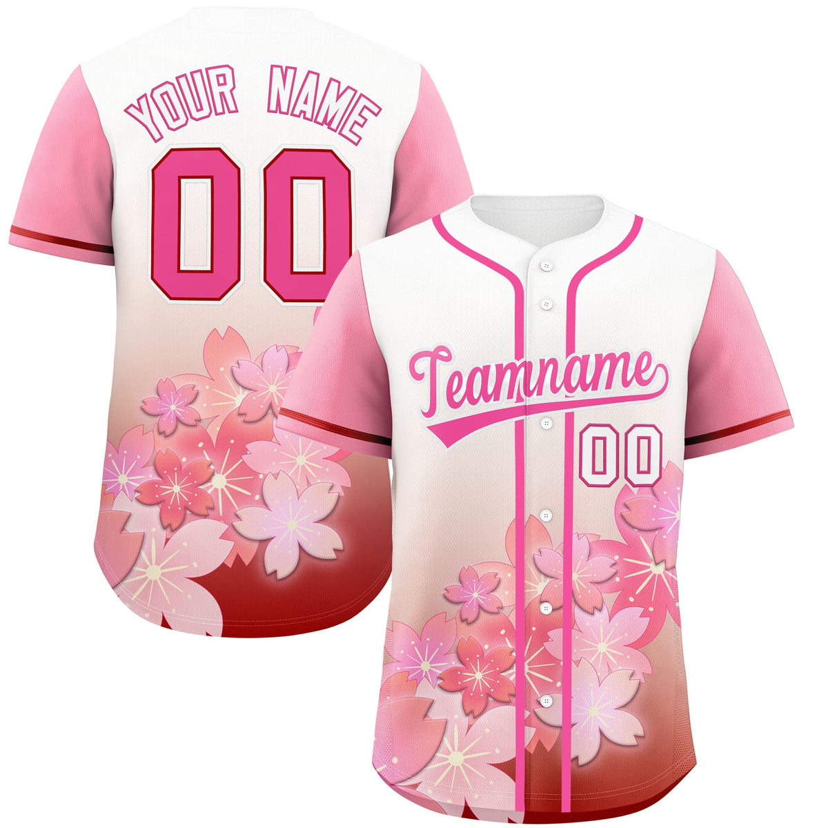 Custom pink Red Gradient Fashion Elastic Baseball Jersey| KXKSHOP