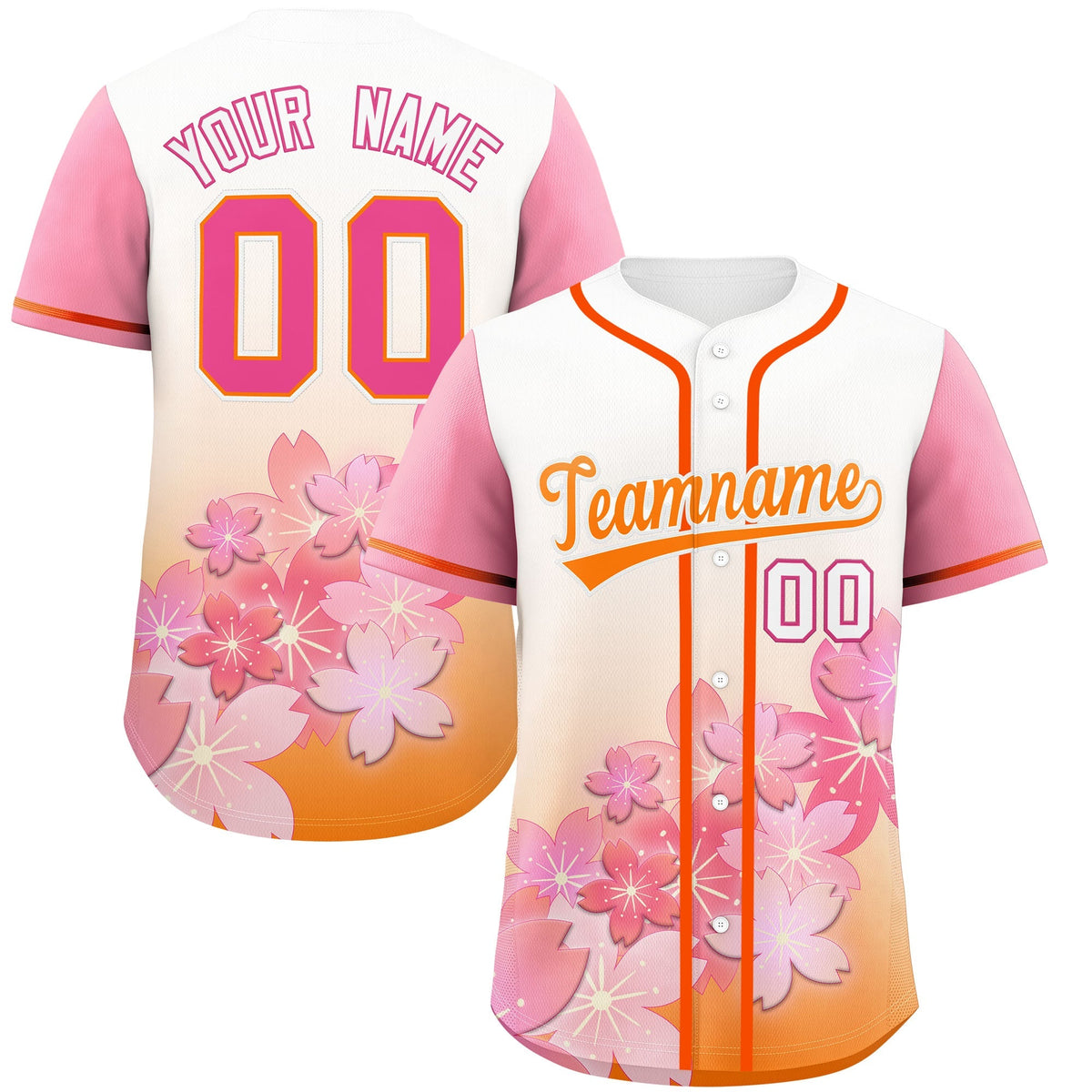 Custom Gold Orange Pink Gradient Fashion Elastic Baseball Jersey| KXKSHOP