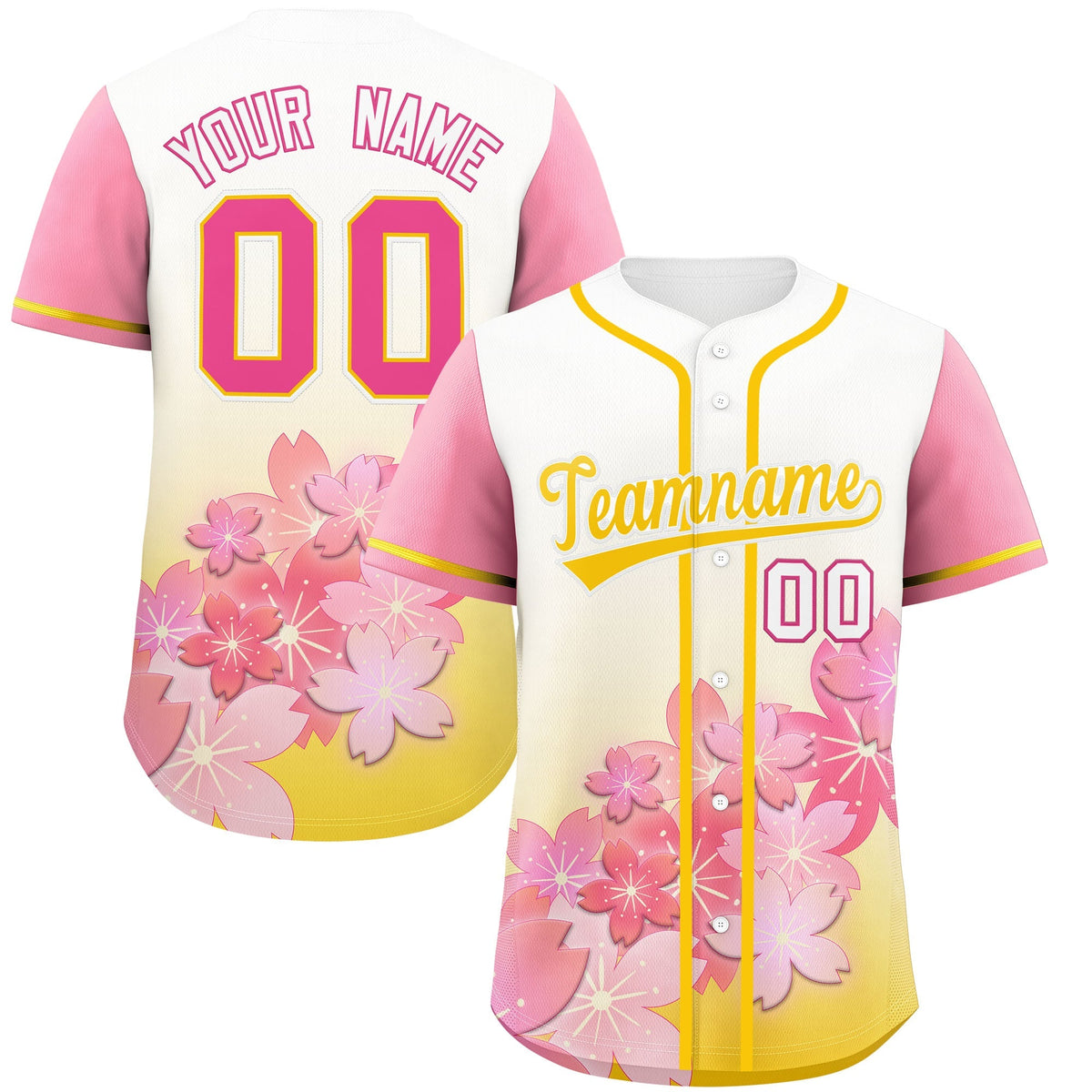 Custom Gold Pink Gradient Fashion Elastic Baseball Jersey| KXKSHOP