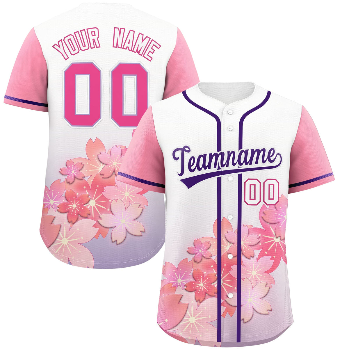 Custom Light Purple Pink Gradient Fashion Elastic Baseball Jersey| KXKSHOP