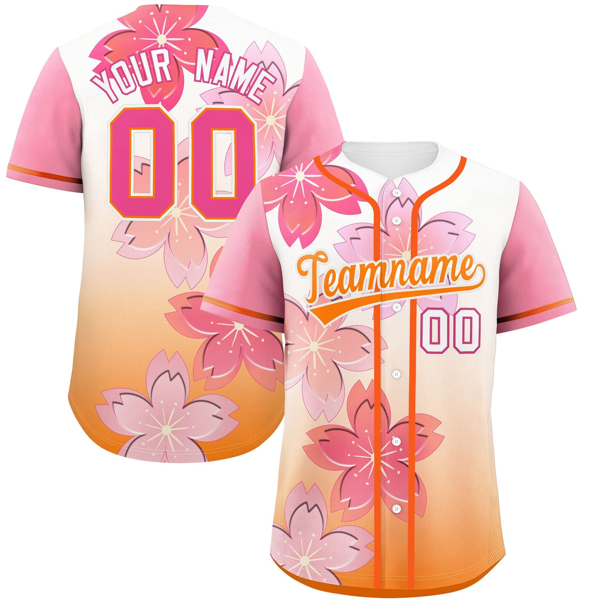 Custom Gold Orange Pink Gradient Fashion Elastic Baseball Jersey| KXKSHOP