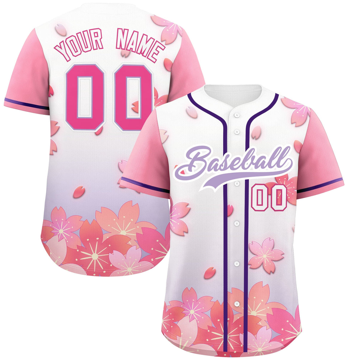 Custom Purple Pink Gradient Fashion Elastic Baseball Jersey| KXKSHOP