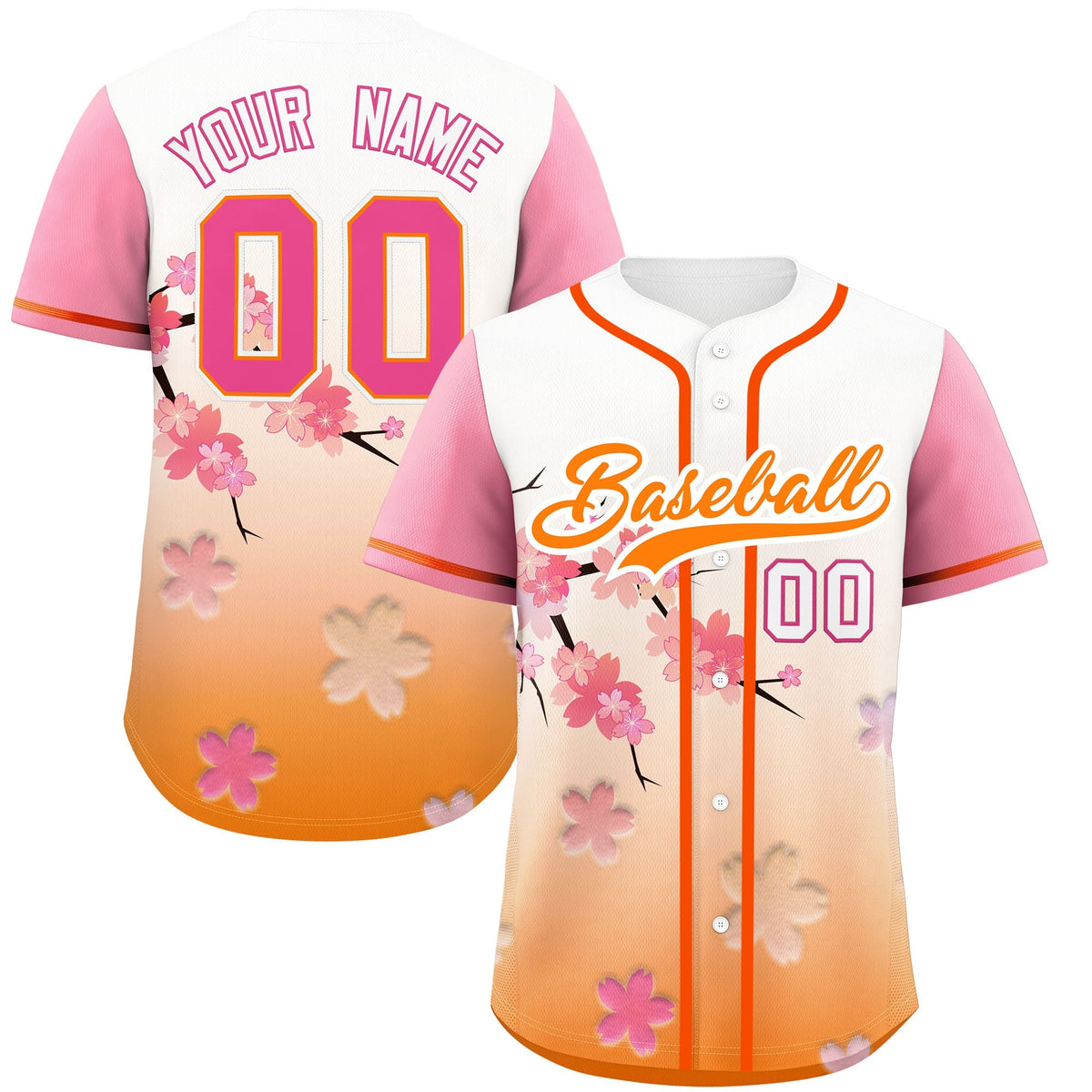 Custom Gold Orange Pink Gradient Fashion Elastic Baseball Jersey| KXKSHOP