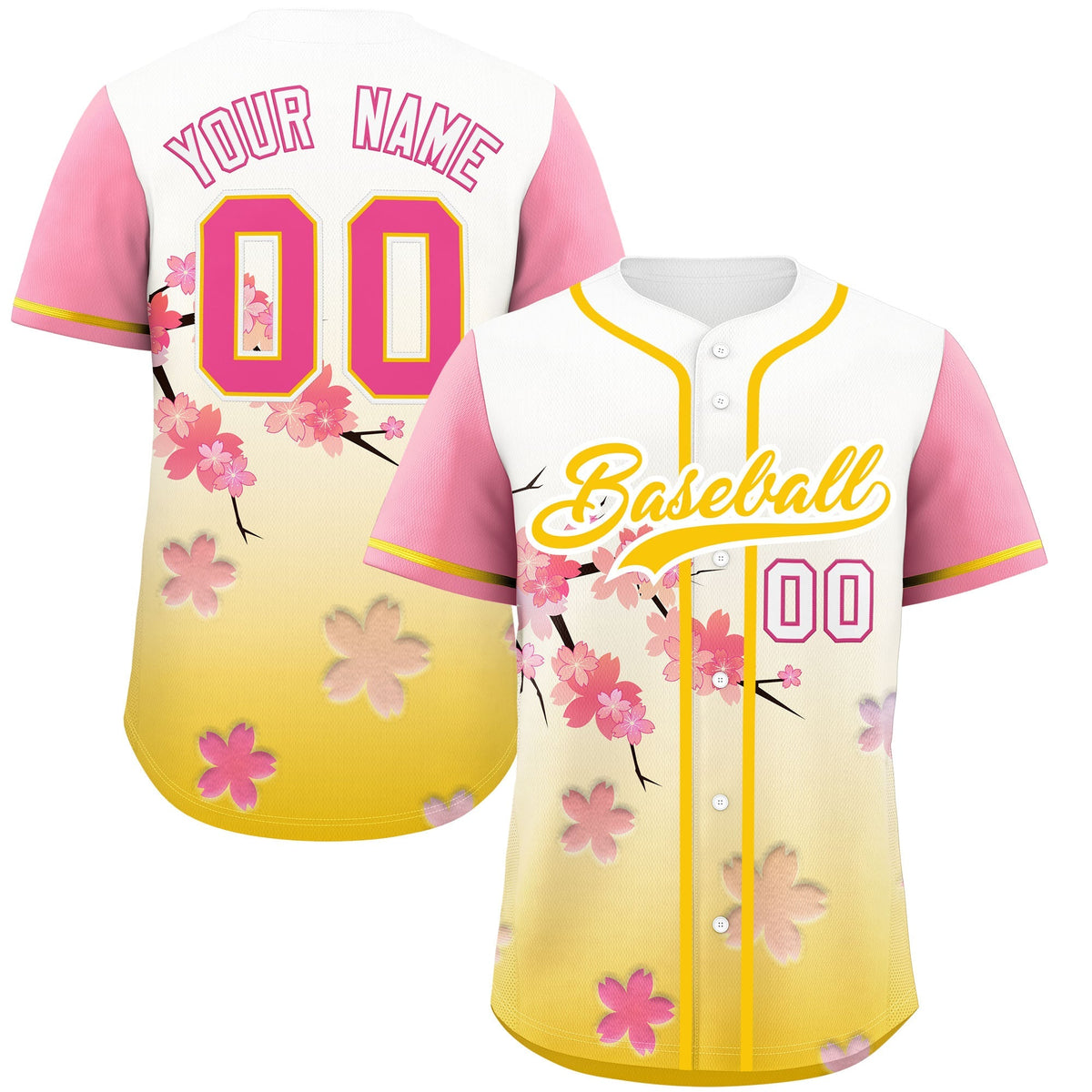 Custom Gold Pink Gradient Fashion Elastic Baseball Jersey| KXKSHOP