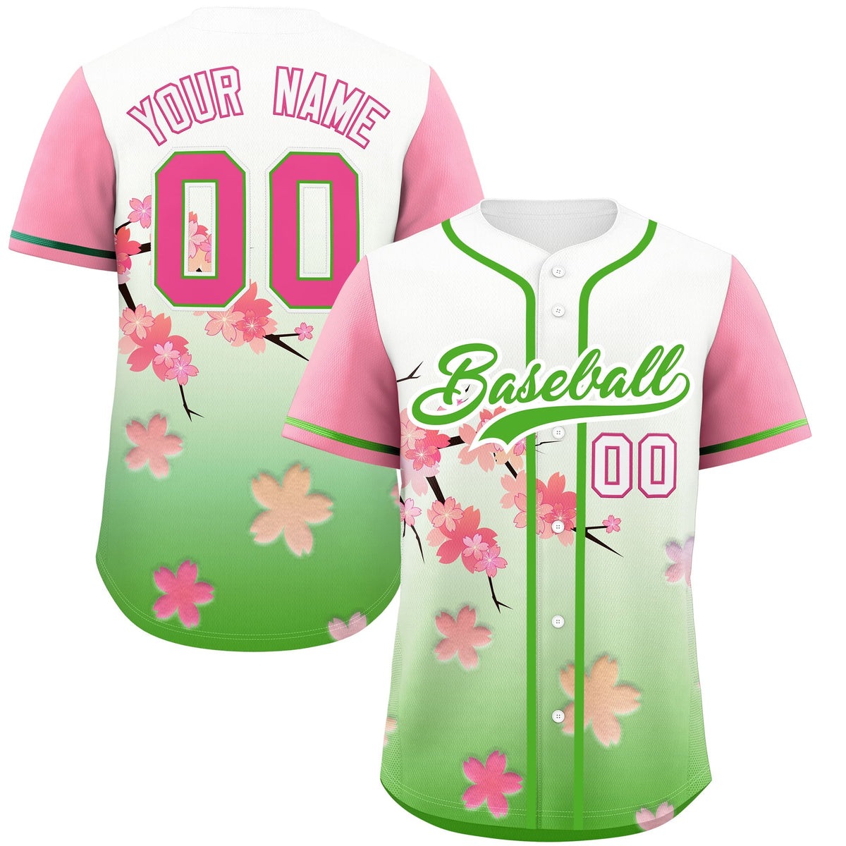 Custom Light Green Pink Gradient Fashion Elastic Baseball Jersey| KXKSHOP