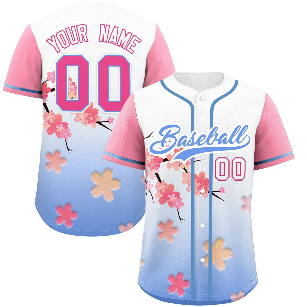 Custom Light Blue Pink Gradient Fashion Elastic Baseball Jersey| KXKSHOP