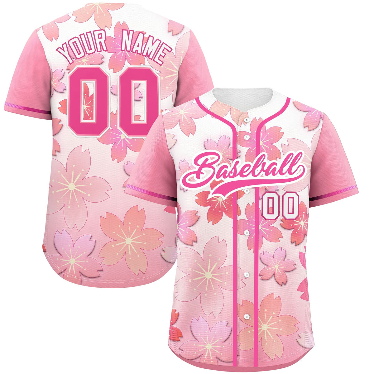 Custom Pink Gradient Fashion Elastic Baseball Jersey| KXKSHOP