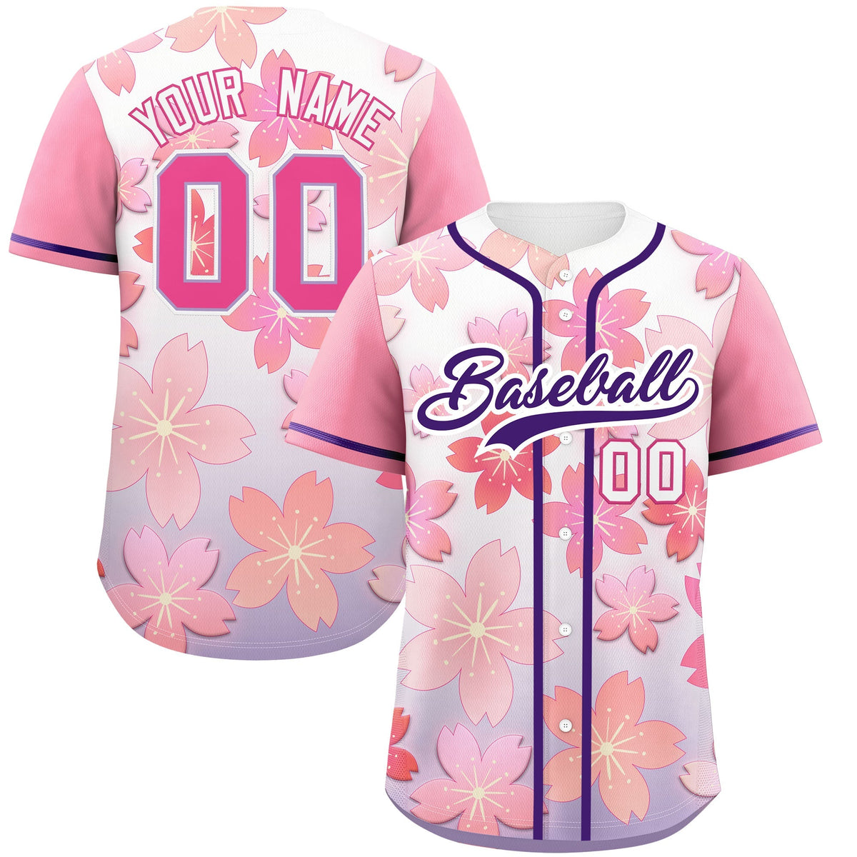 Custom Light Purple Pink Gradient Fashion Elastic Baseball Jersey| KXKSHOP