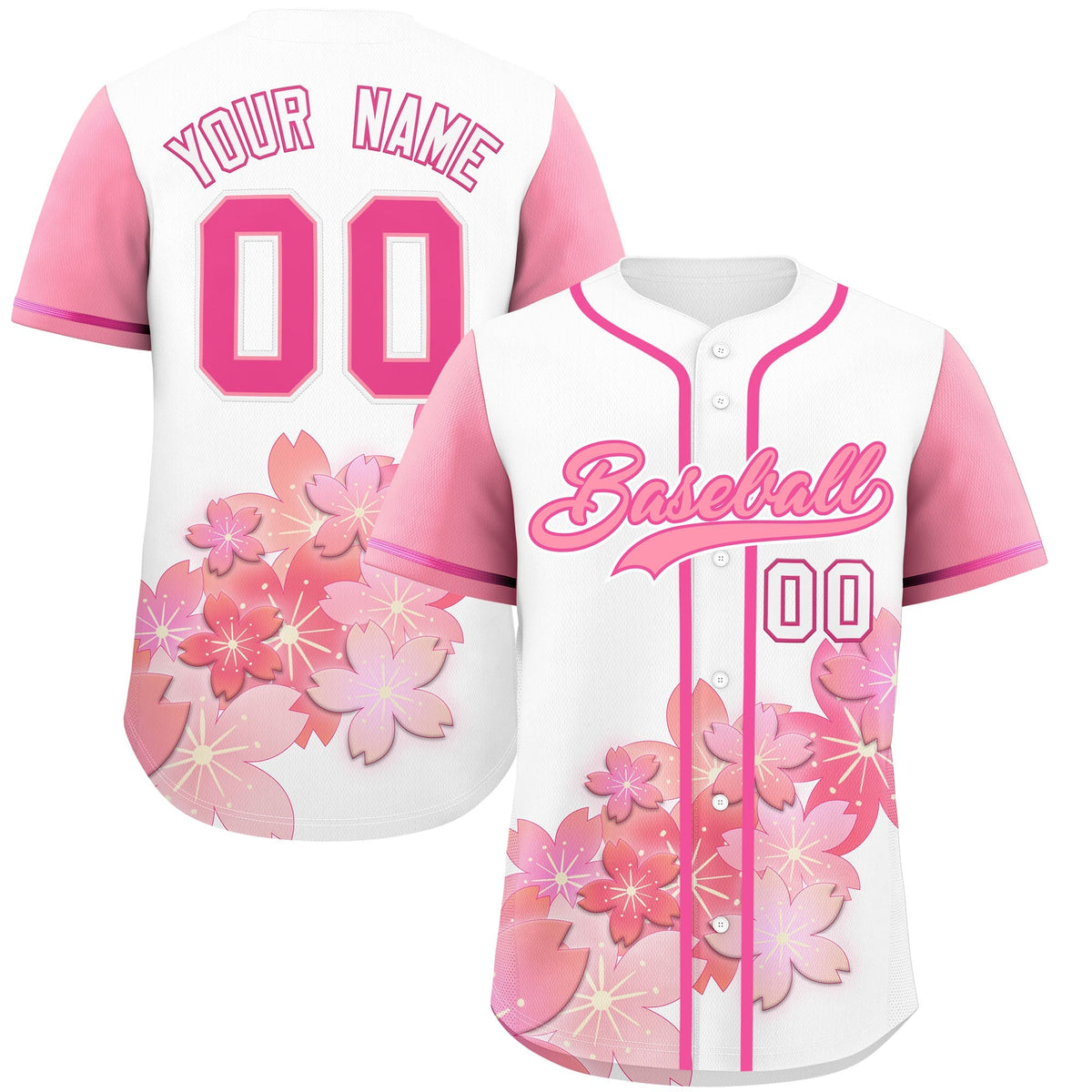 Custom White Pink Gradient Fashion Elastic Baseball Jersey| KXKSHOP