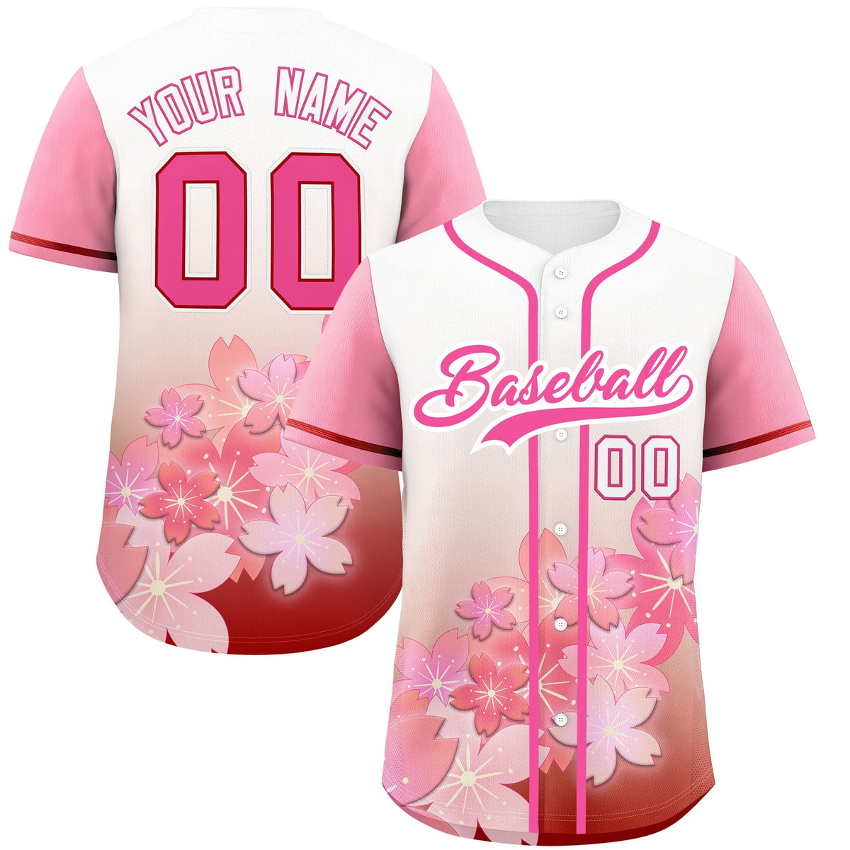 Custom pink Red Gradient Fashion Elastic Baseball Jersey| KXKSHOP