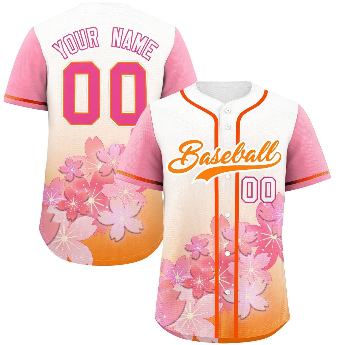 Custom Gold Orange Pink Gradient Fashion Elastic Baseball Jersey| KXKSHOP