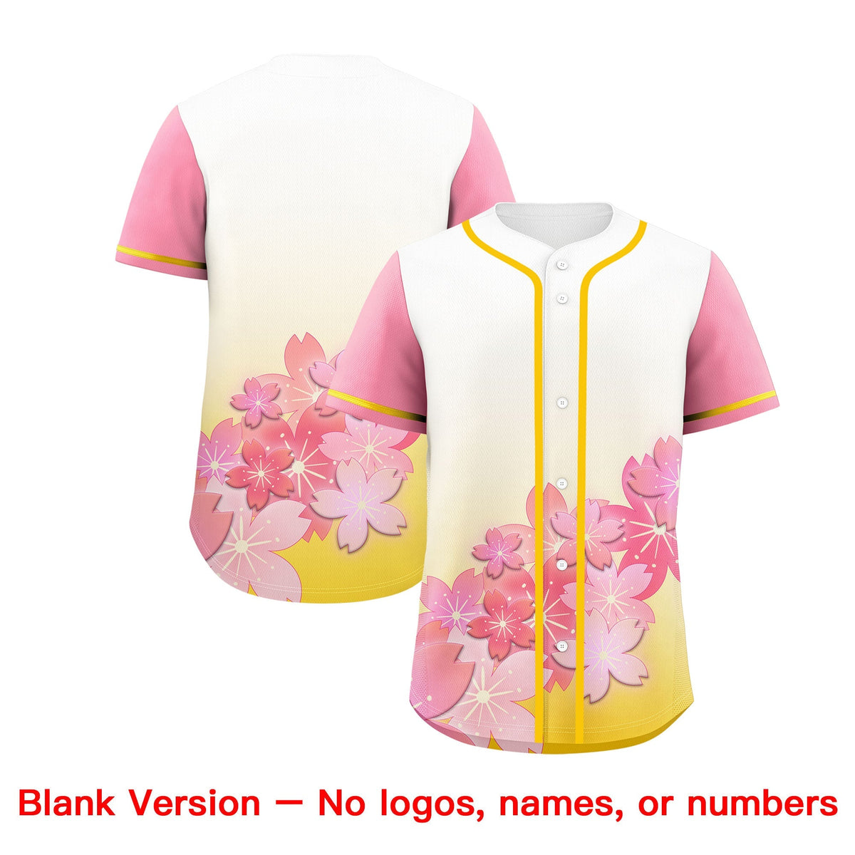 Custom Gold Pink Gradient Fashion Elastic Baseball Jersey| KXKSHOP