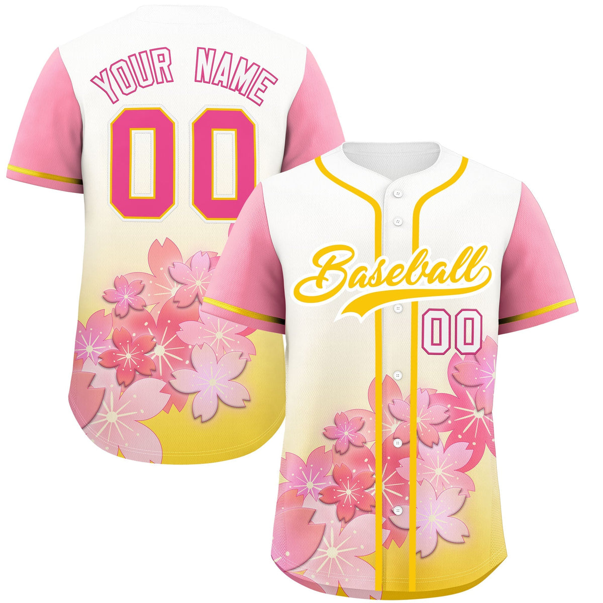 Custom Gold Pink Gradient Fashion Elastic Baseball Jersey| KXKSHOP