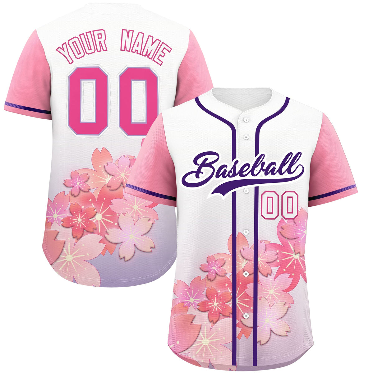 Custom Light Purple Pink Gradient Fashion Elastic Baseball Jersey| KXKSHOP