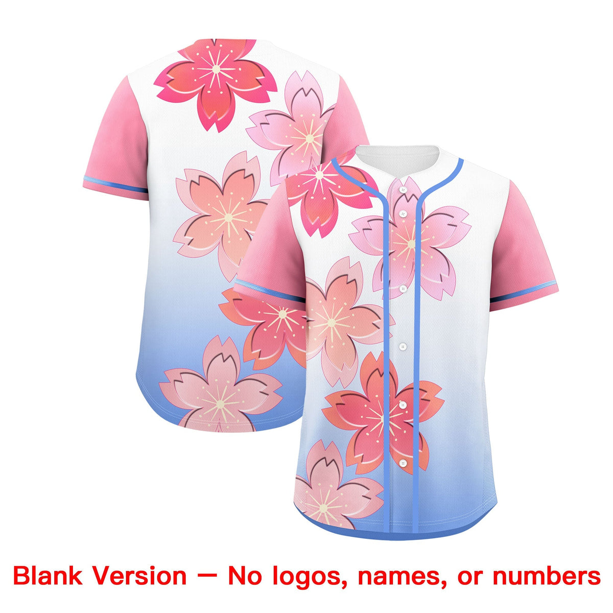 Custom Light Blue Pink Gradient Fashion Elastic Baseball Jersey| KXKSHOP