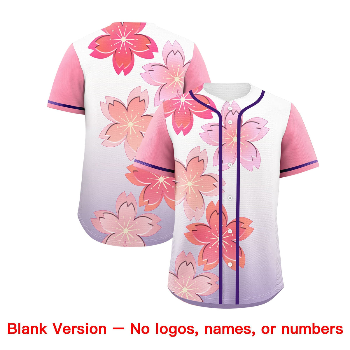 Custom Purple Pink Gradient Fashion Elastic Baseball Jersey| KXKSHOP