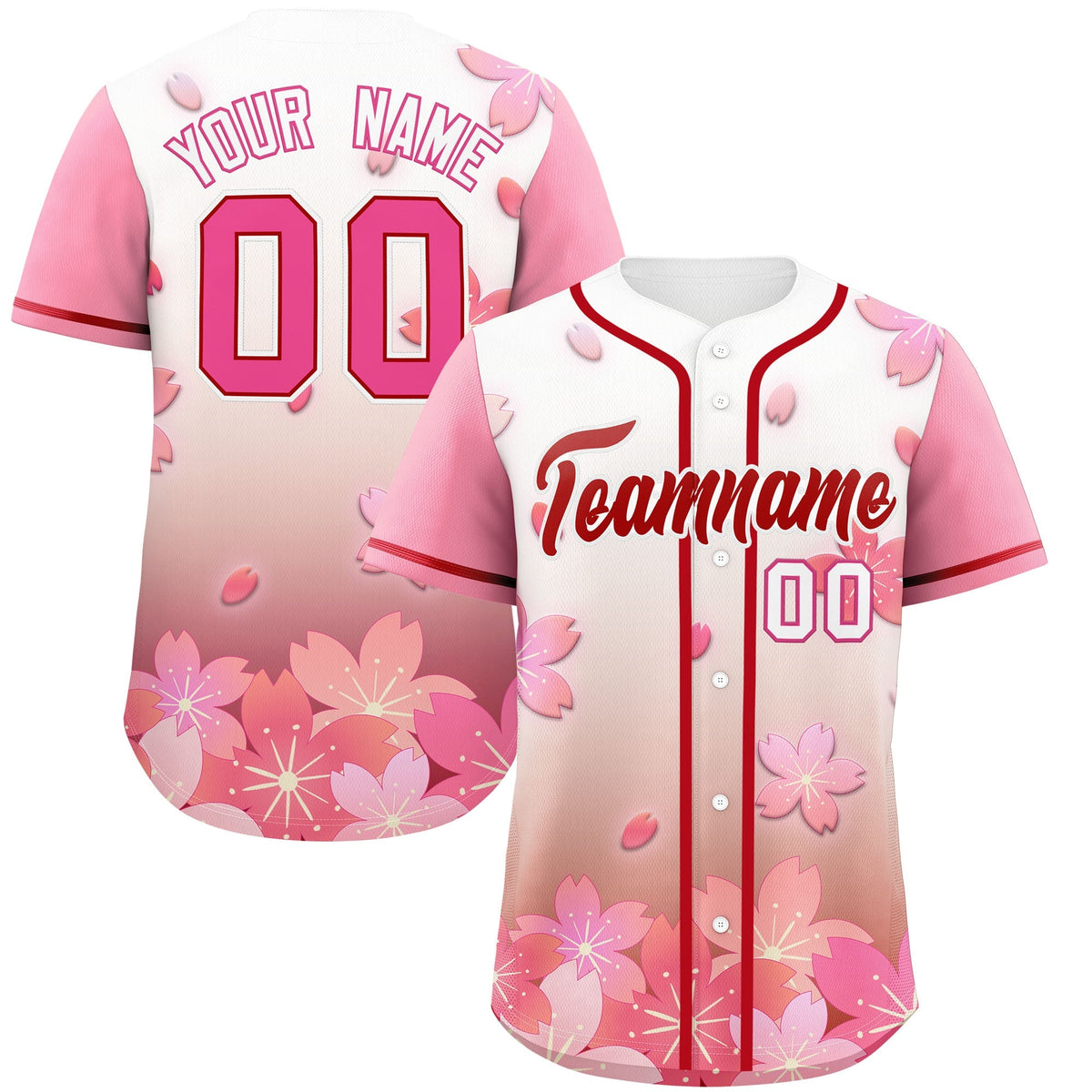 Custom Red Pink Gradient Fashion Elastic Baseball Jersey| KXKSHOP