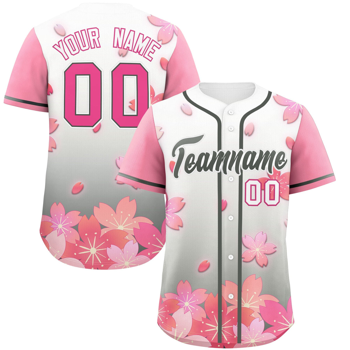 Custom Gray Pink Gradient Fashion Elastic Baseball Jersey| KXKSHOP
