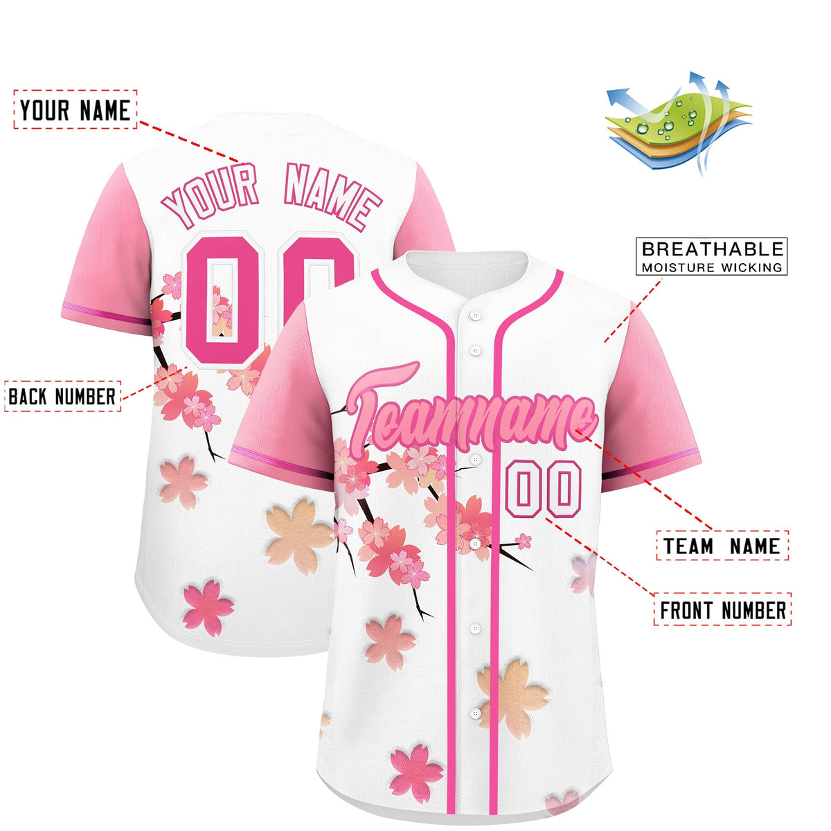 Custom White pink Gradient Fashion Elastic Baseball Jersey| KXKSHOP