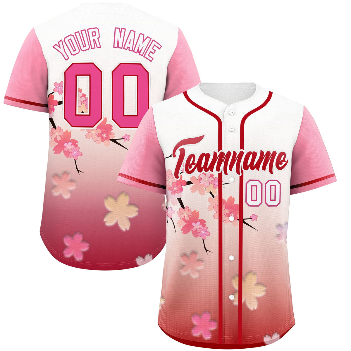 Custom Pink Red Gradient Fashion Elastic Baseball Jersey| KXKSHOP