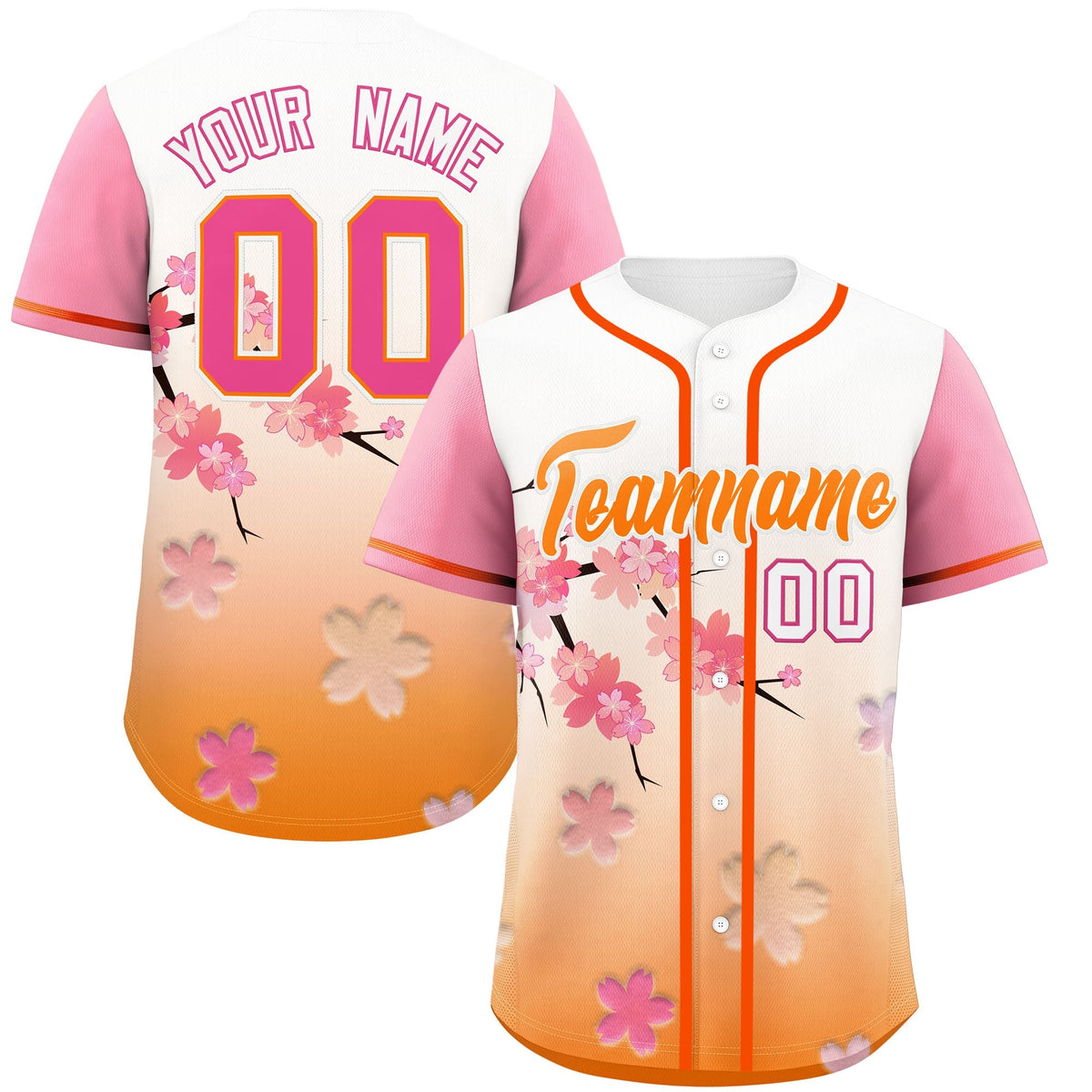 Custom Gold Orange Pink Gradient Fashion Elastic Baseball Jersey| KXKSHOP