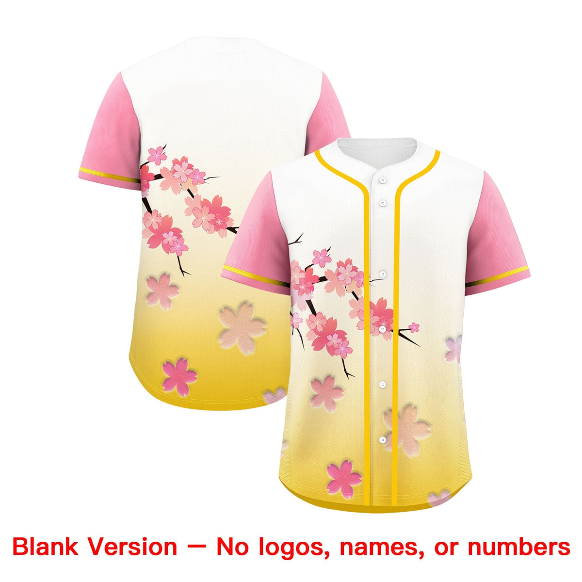 Custom Gold Pink Gradient Fashion Elastic Baseball Jersey| KXKSHOP