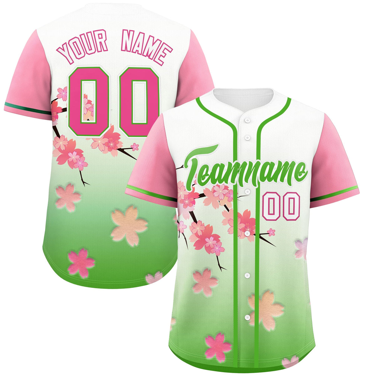 Custom Light Green Pink Gradient Fashion Elastic Baseball Jersey| KXKSHOP