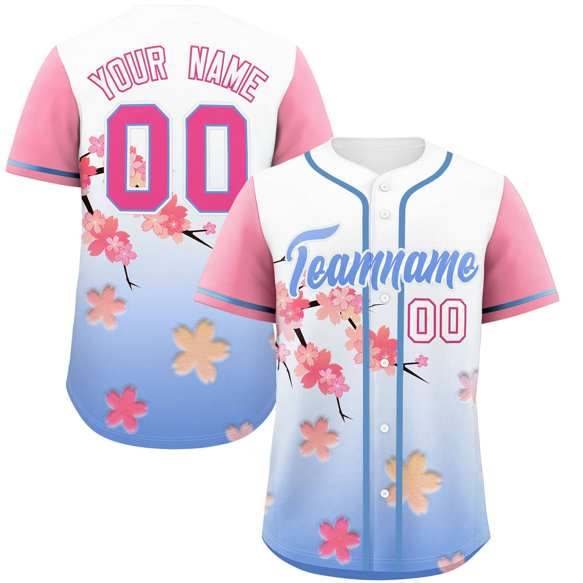 Custom Light Blue Pink Gradient Fashion Elastic Baseball Jersey| KXKSHOP