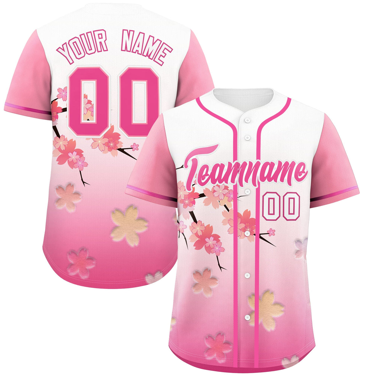 Custom White Pink Gradient Fashion Elastic Baseball Jersey| KXKSHOP