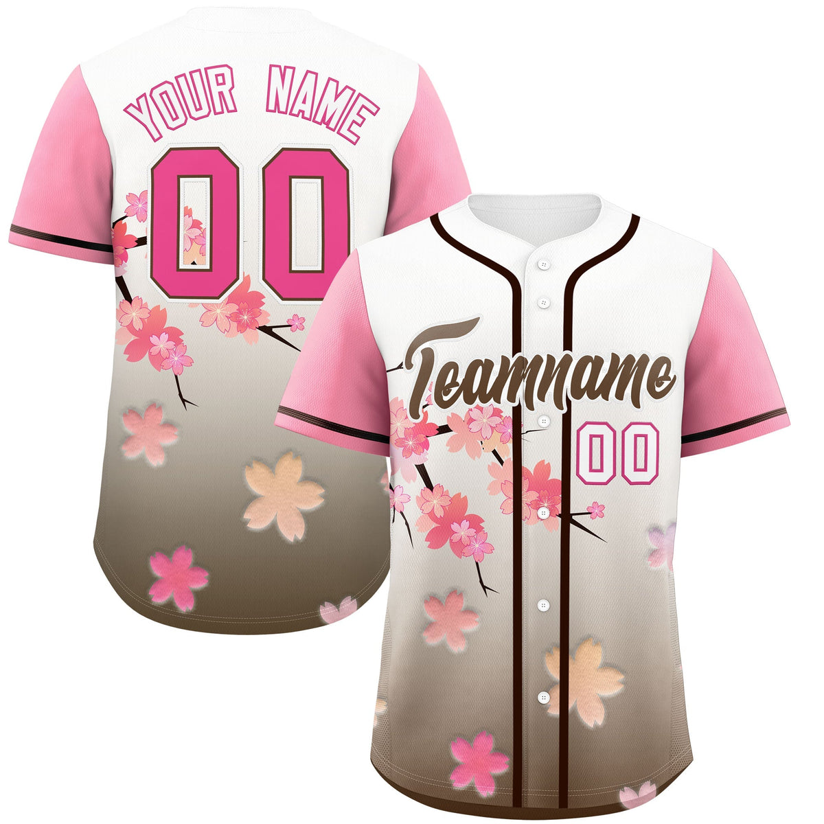 Custom Pink Seal Brown Gradient Fashion Elastic Baseball Jersey| KXKSHOP