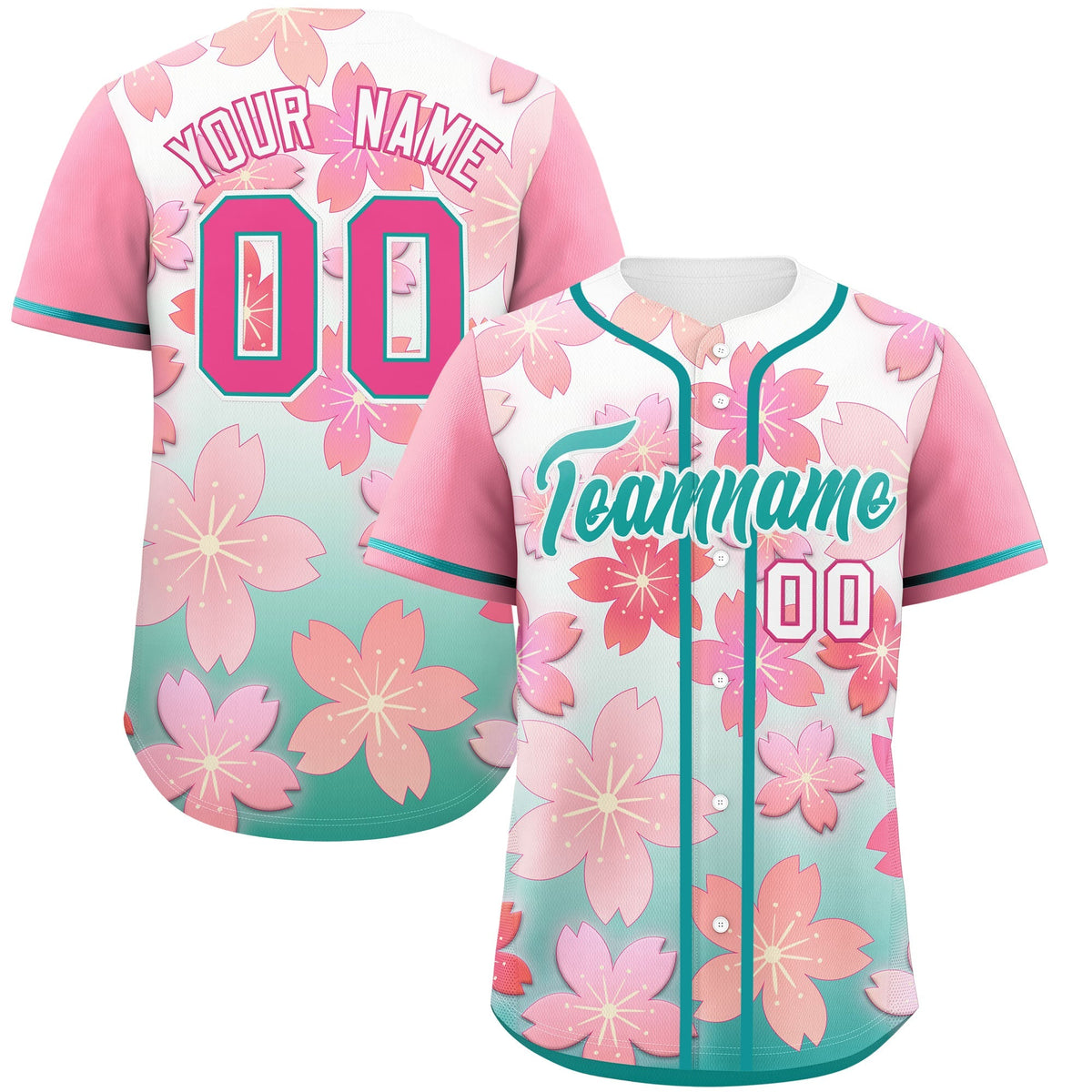 Custom Aqua Pink Gradient Fashion Elastic Baseball Jersey| KXKSHOP